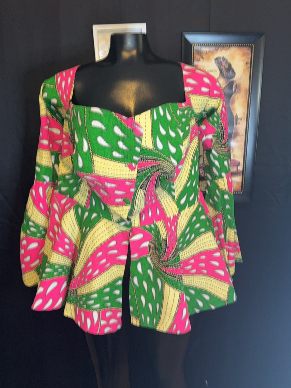 African Print Bell Blouse